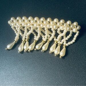 Amazing Vintage 80s Coquette Faux Pearl Dangle Cascade Barette Wedding/Occasions